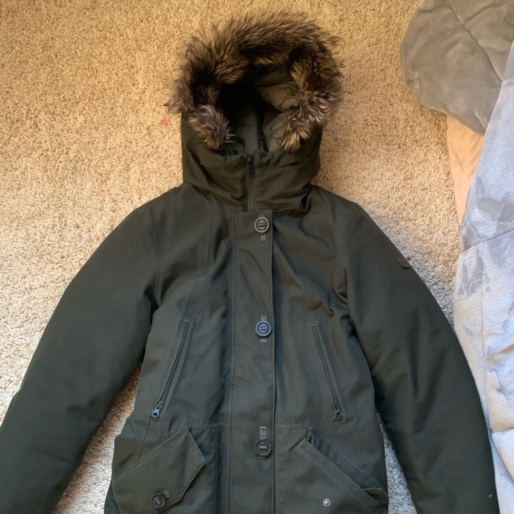 North Face Forest Green Jacket with Fur Hood